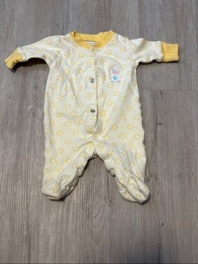 Yellow Star-Print Footed One-Piece for Baby by